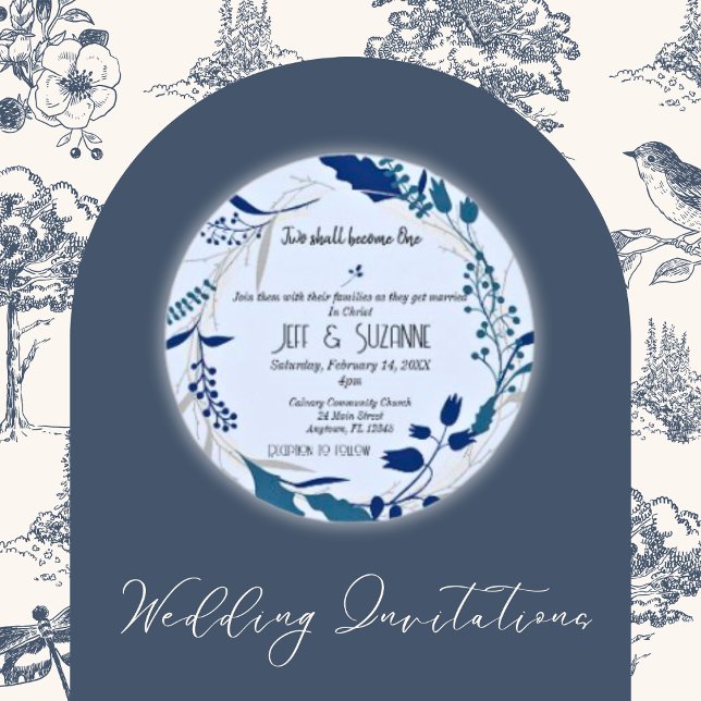 Invitation Christian Floral Wreath Two Devient Un Mariage (Créateur téléchargé)
