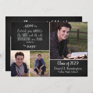 Invitation Christian Graduation Bible Verse 3 Photo Collage
