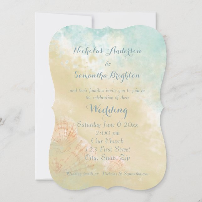 Invitation Christian Scripture Beach Seashell Destination (Dos)