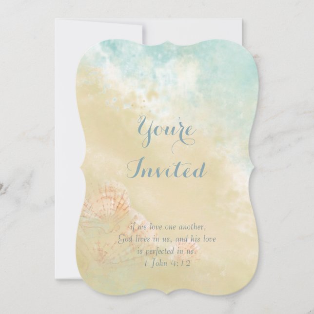 Invitation Christian Scripture Beach Seashell Destination (Devant)