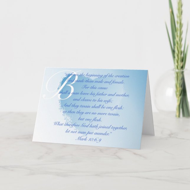 Invitation Christian Wedding Invite - Blue - Mark 10:6-9 (Devant)