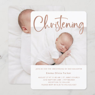 Invitation Christine   Simple minimal Rose Gold Deux photos