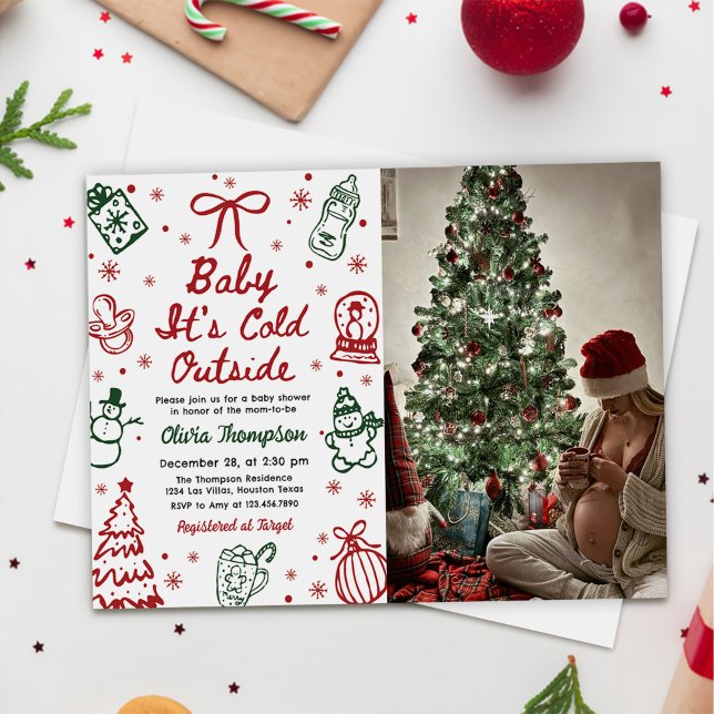 Invitation Christmas Baby It's Cold Outside Baby Shower Photo (Créateur téléchargé)