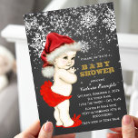 Invitation Christmas Baby Shower<br><div class="desc">Adorable Santa baby with Santa hat chalkboard snowflake baby shower invitation. This cute snowflake Christmas baby shower invitation is easily customized for your event by adding your details in the font style and wording of your choice.</div>