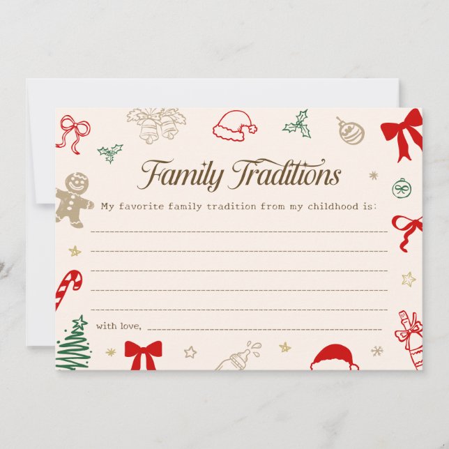 Invitation Christmas Baby Shower Family Traditions Game Card (Devant)