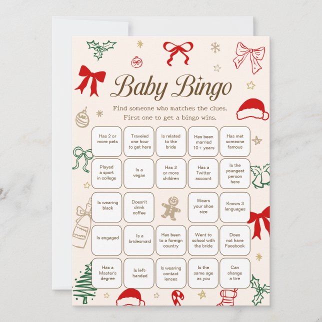 Invitation Christmas Baby Shower Find the Guest Downloadable  (Devant)