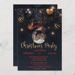 Invitation Christmas Ball Retro Car Black Company Party