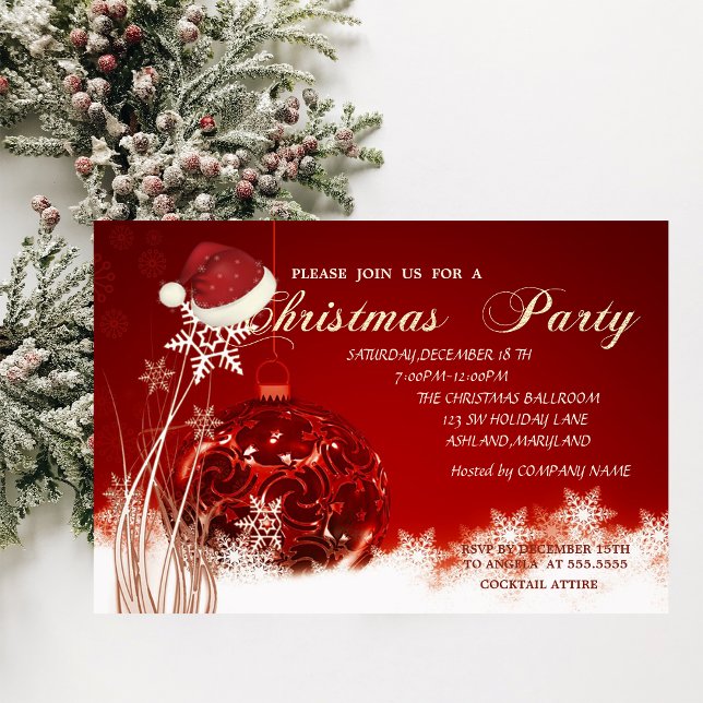 Invitation Christmas Ball,Santa Hat, Company Christmas Party (Créateur téléchargé)