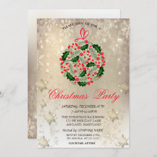 Invitation Christmas Ball Snowflakes Company Christmas Party