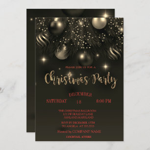 Invitation Christmas Balls Black Christmas Company Party