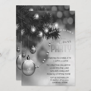 Invitation Christmas Balls Grey Corporate Christmas Party