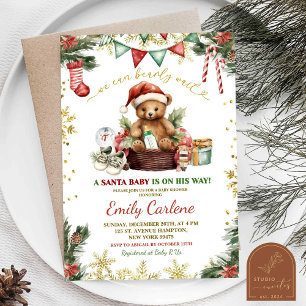 Invitation Christmas Bear Père Noël Boy Baby shower