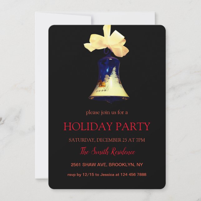 Invitation Christmas Bell Vintage Élégant Chic (Devant)