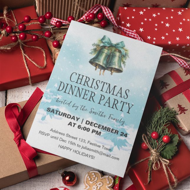 Invitation Christmas Bells Arrière - plan d'hiver (Créateur téléchargé)