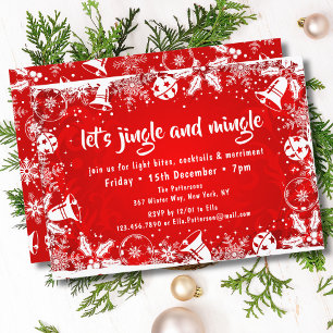 Invitation Christmas Bells Jingle et Mingle Christmas Party