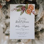 Invitation Christmas Bridal Shower | Winter Botanical<br><div class="desc">Rustic Christmas theme bridal shower invitation card featuring watercolor illustration of winter botanicals including,  mistletoe,  pine tree branch,  berries,  orange,  etc.</div>