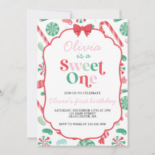 Invitation Christmas Candy Sweet Un premier anniversaire