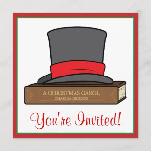 Invitation Christmas Carol et English Top Hat Party