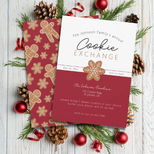 Invitation Christmas Cookie Exchange Gingerbread Bourgogne