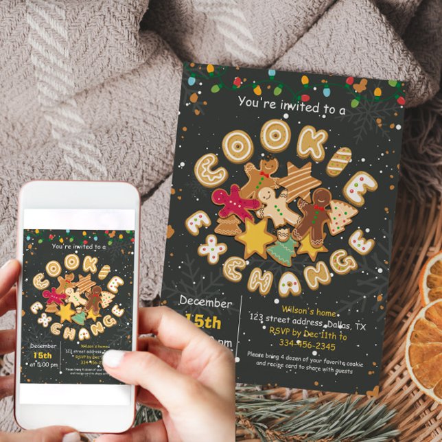 Invitation Christmas Cookie Exchange Gingerbread Party (Christmas Cookie Exchange Gingerbread Party Invitation)