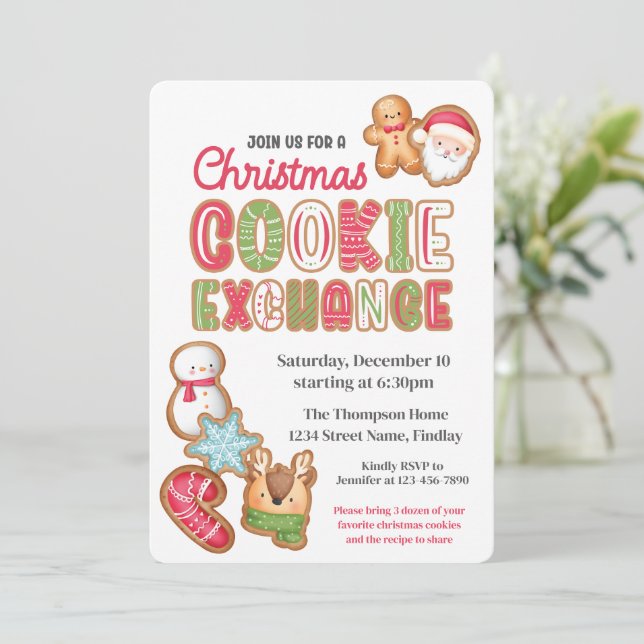 Invitation Christmas Cookie Exchange Party Event (Debout devant)
