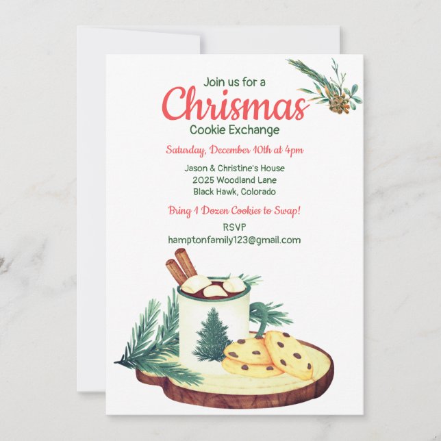 Invitation Christmas Cookie Exchange Winter Party (Devant)
