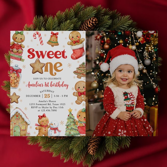 Invitation Christmas Cookie Sweet One 1st Birthday Photo (Créateur téléchargé)