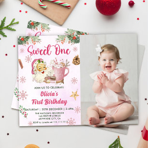 Invitation Christmas Cookie Sweet One 1st Birthday Photo