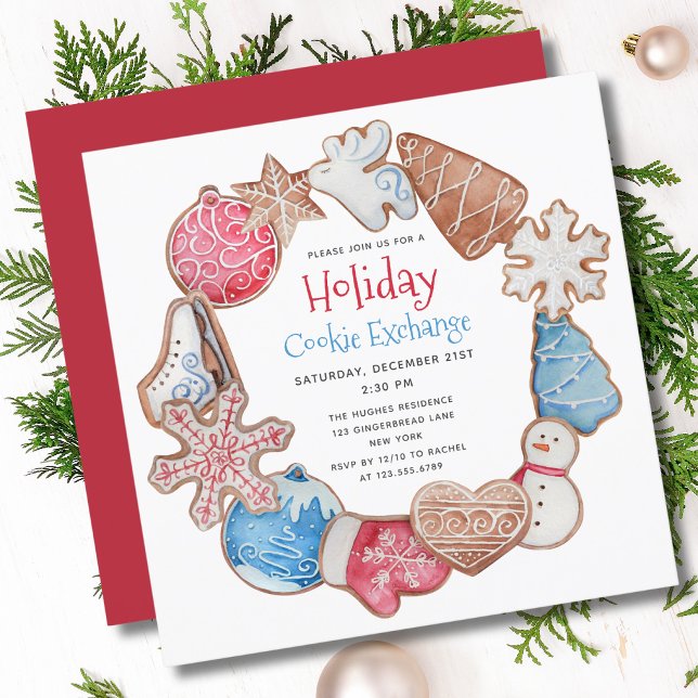 Invitation Christmas Cookie Wreath Holiday Cookie Exchange (Créateur téléchargé)