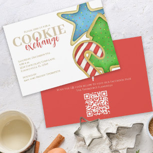 Invitation Christmas Cookies Whimsical Fun QR Code Facebook