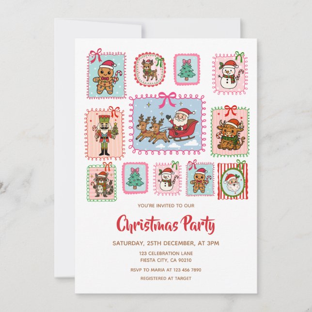 Invitation Christmas Coquette Frame Christmas Party (Devant)