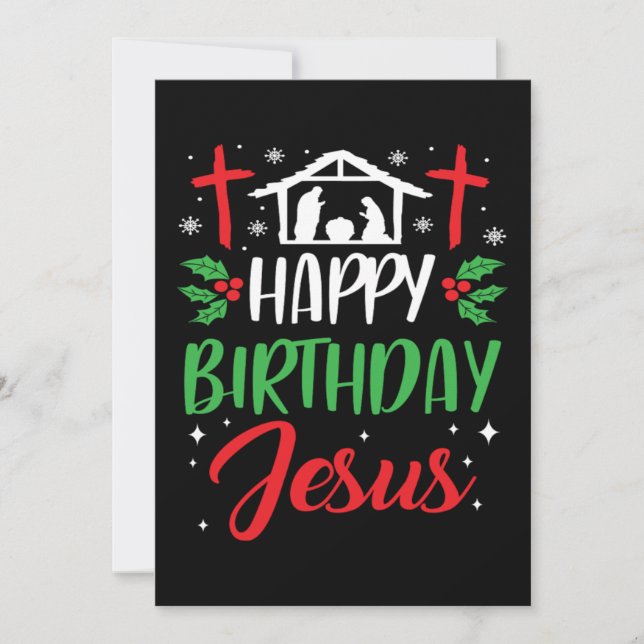 Invitation Christmas Day Happy Birthday Jesus Holiday Gift (Devant)