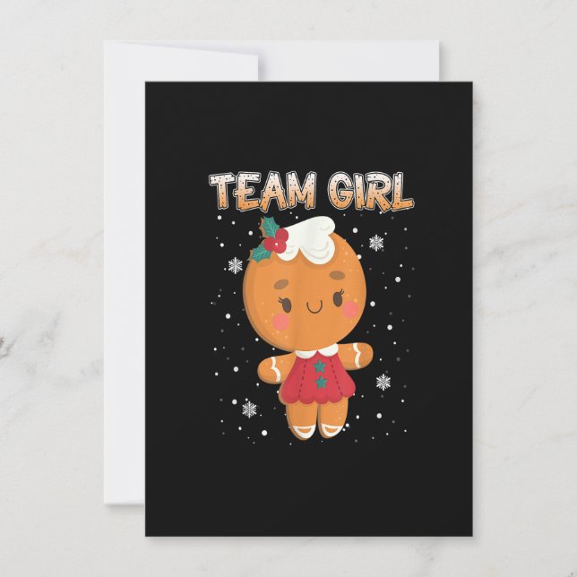 Invitation Christmas Gingerbread Team Girl Genre Reveal Shir (Devant)