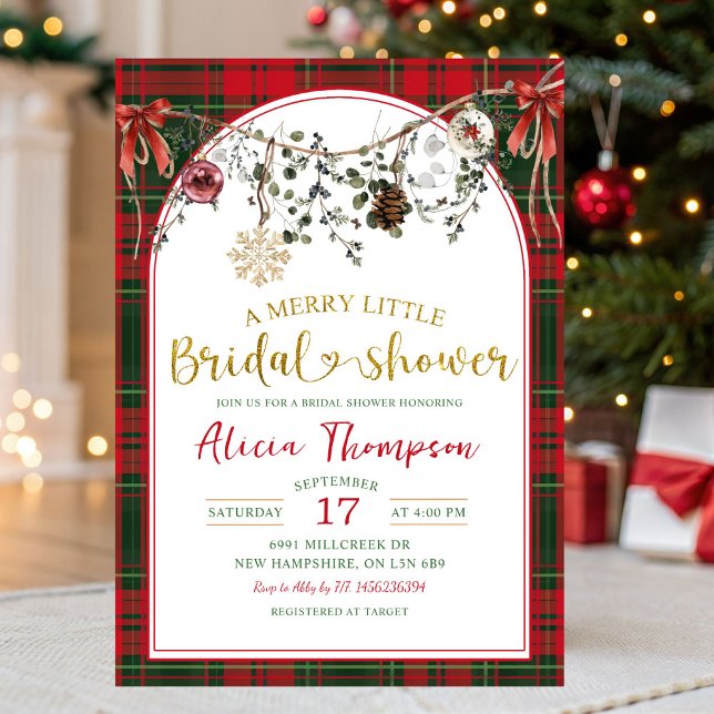 Invitation Christmas Gingham Merry Little Bridal Shower (Créateur téléchargé)