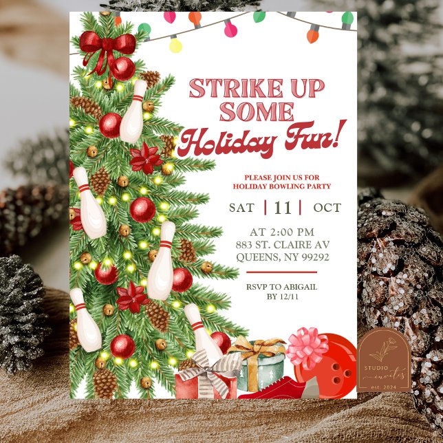 Invitation Christmas Holiday Bowling Party (Créateur téléchargé)