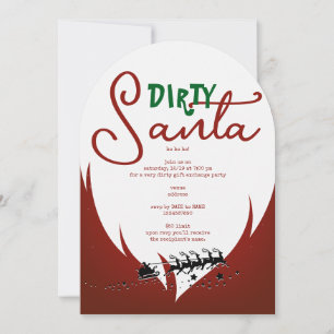 Invitation Christmas Holiday Dirty Père Noël Red Cadeau Excha