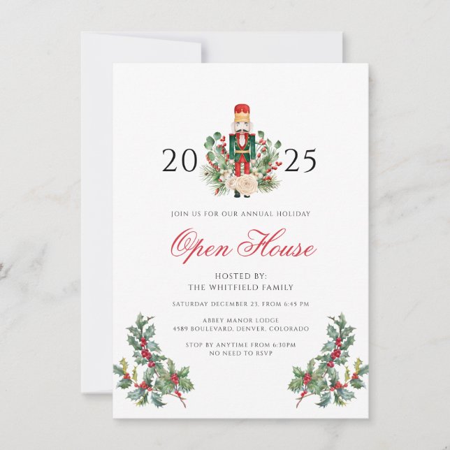 Invitation Christmas Holiday Nutcracker Open House Party (Devant)