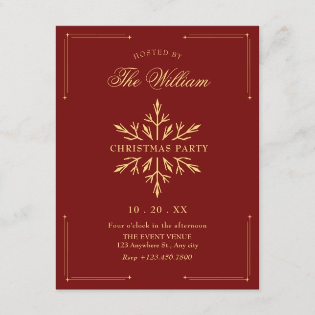 Invitation Christmas holiday party snowflake (Devant)