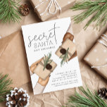Invitation Christmas Holiday Secret Santa Gift Exchange Party<br><div class="desc">Invite friends to a Christmas or holiday secret Santa gift exchange party with this elegant hygge style invitation, featuring watercolor illustrations in soft neutral colors. Your secret Santa party details are adorned with two pairs of hands exchanging sweetly wrapped gifts with pine boughs and pine cones. Personalize with your party...</div>