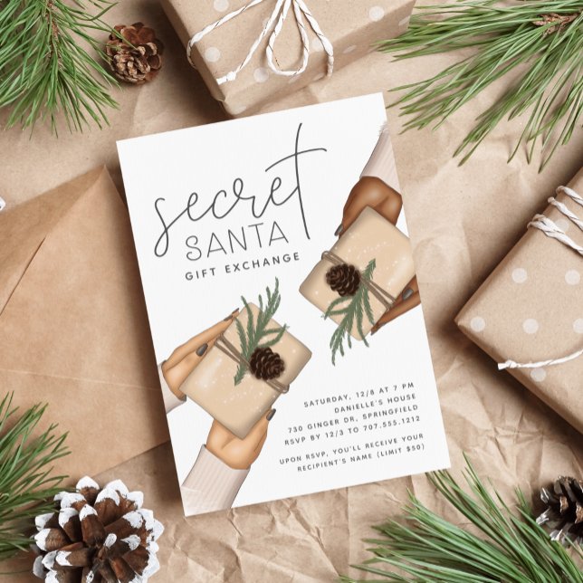 Invitation Christmas Holiday Secret Santa Gift Exchange Party (Créateur téléchargé)