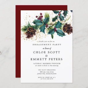 Invitation Christmas Holly et Berries