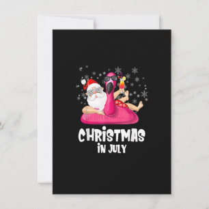 Invitation Christmas In July Santa Summer Flamingo Pool Float
