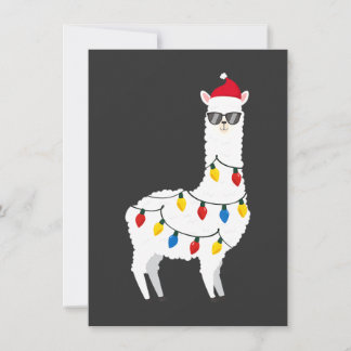Invitation Christmas Llama Santa Hat Sunglasses Alpaca Funny 