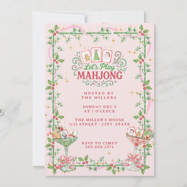 Invitation Christmas Mahjong Party (Devant)