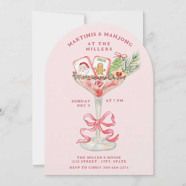 Invitation Christmas Martinis and Mahjong Party (Devant)