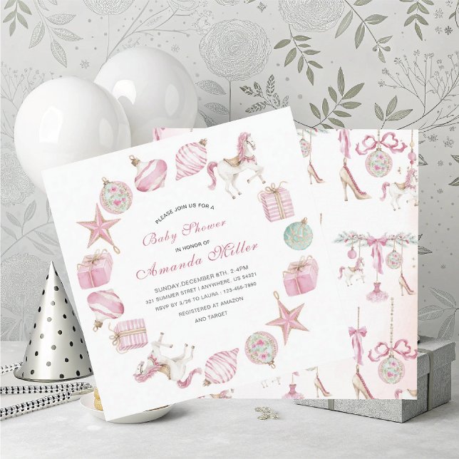 Invitation Christmas Nutcracker Ballet Pink watercoInvitation (Créateur téléchargé)