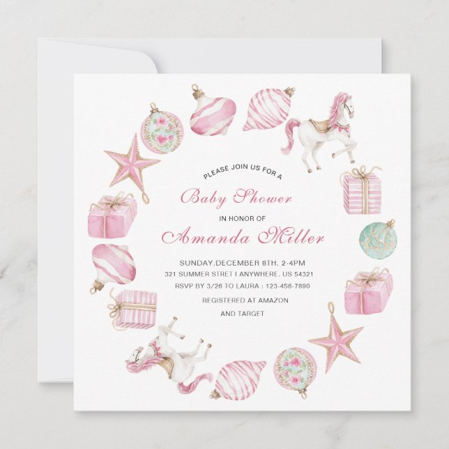 Invitation Christmas Nutcracker Ballet Pink watercoInvitation (Devant)