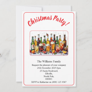 Invitation Christmas Party Drinks And Cocktails Colour Xmas