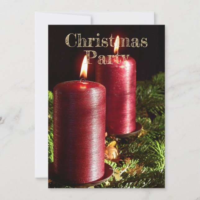 Invitation Christmas Party Red Candles Winter Holidays (Devant)