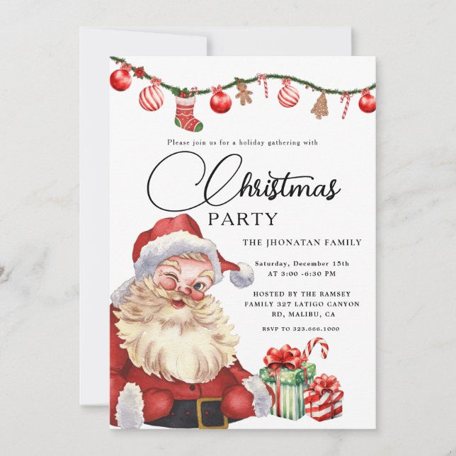 Invitation Christmas Party Winter Botanical (Devant)